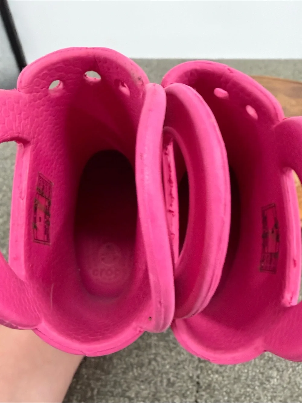 CROCS Boots Kids 8 Bright Pink Pull-On Rain Handle It Waterproof Rubber Toddler